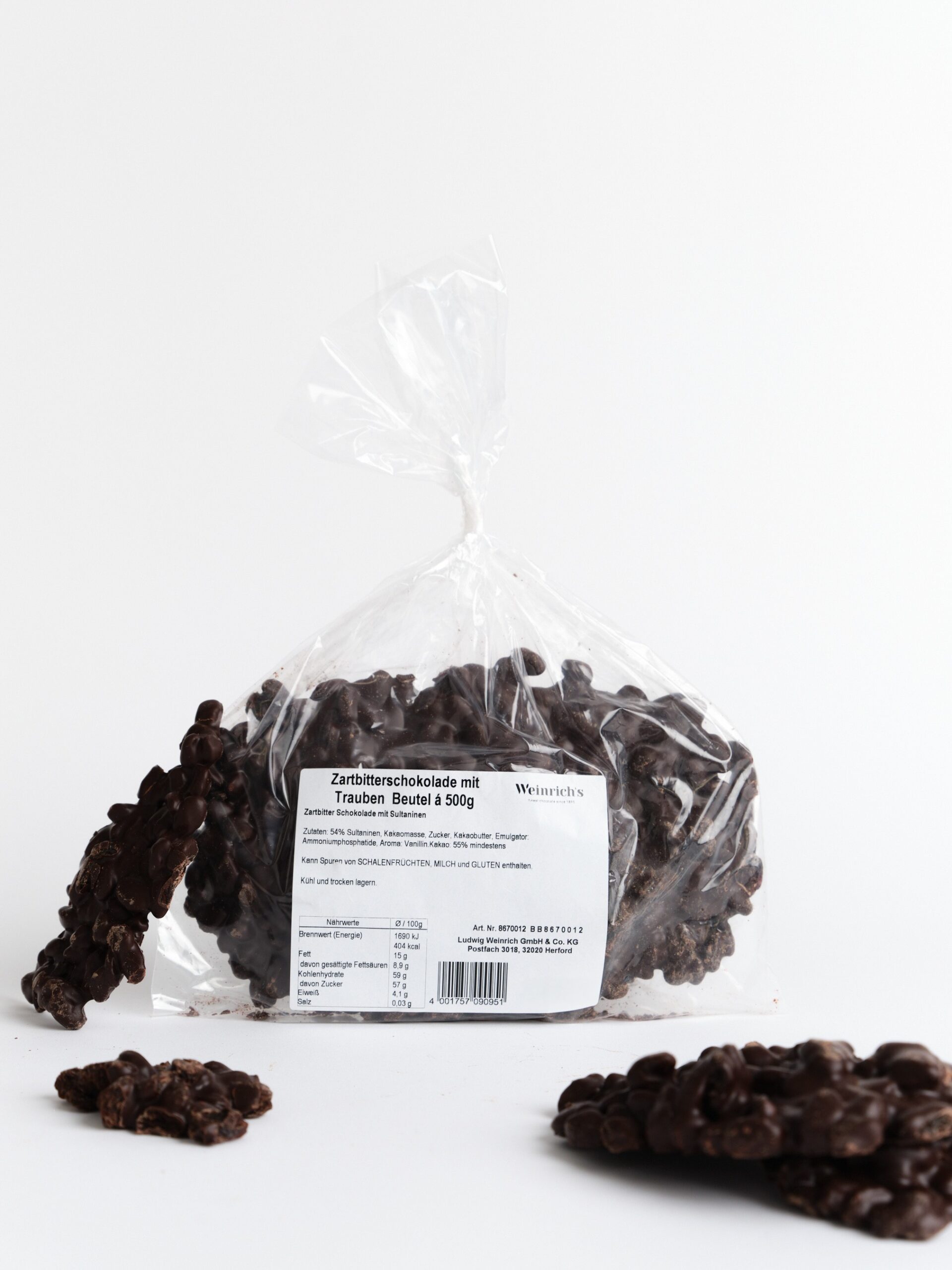 Zartbitterschokolade mit Trauben Beutel á 500g